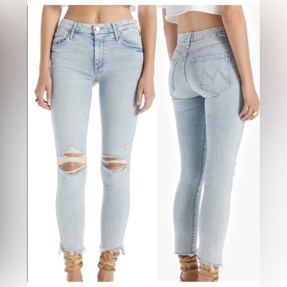 MOTHER THE STUNNER ZIP ANKLE STEP FRAY JEANS